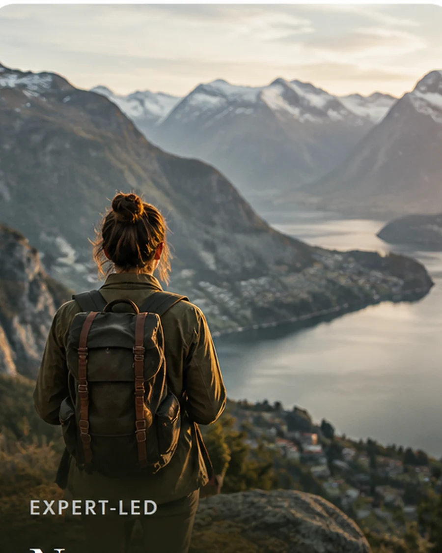 Local mountain guide overlooking a dramatic alpine valley