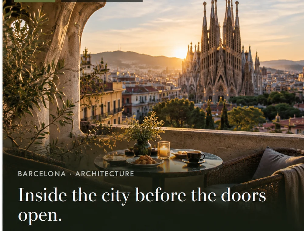 Barcelona architecture at sunset for an expert-led replay session